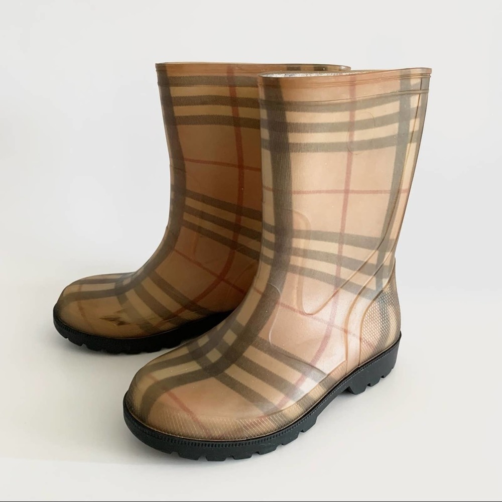 Burberry Kids Rain Boots DesignerPlaid Nova Check Made in France sz 11 Us -29Eu
